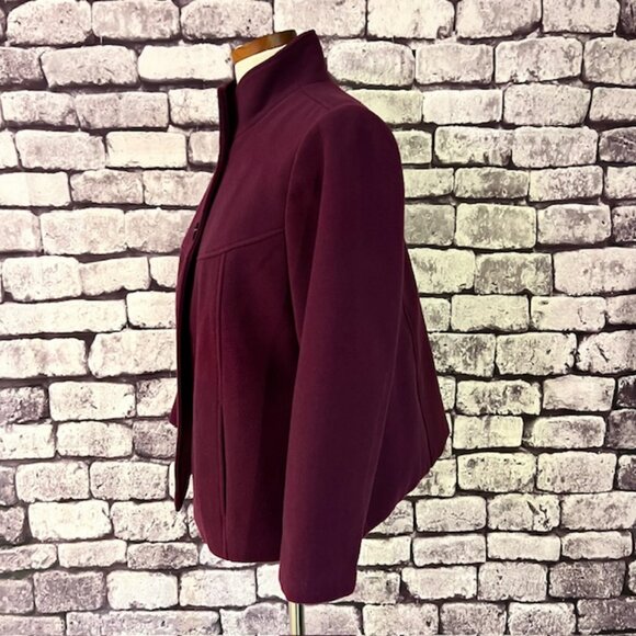 Chico's Purple 2 Button Jacket W/ Animal Pring Lining Size M - Picture 4 of 8